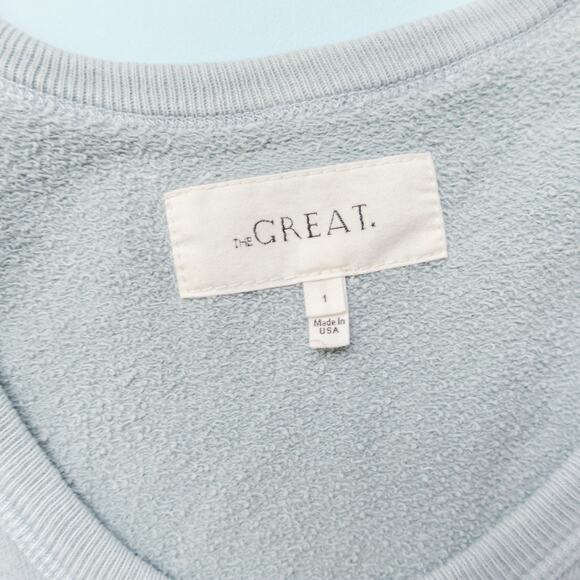 The Great Gray Green Long Sleeve Scoop U Neck Teammate Sweatshirt Size Small - Picture 3 of 7